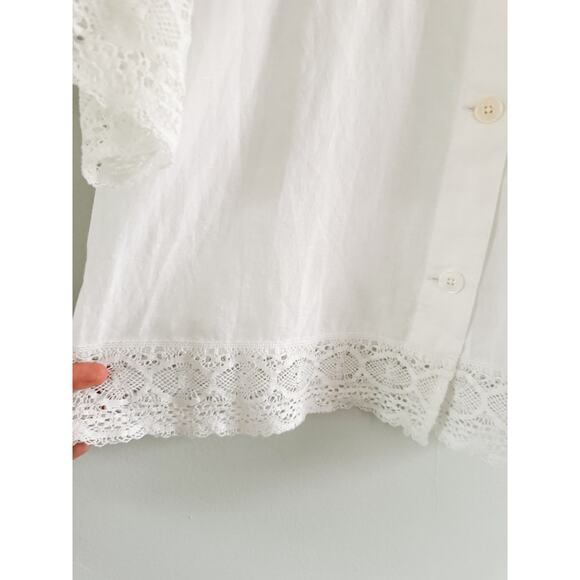 Madewell | NWT Embroidered Lace Button-Up Shirt in White | Sz S - Picture 5 of 12